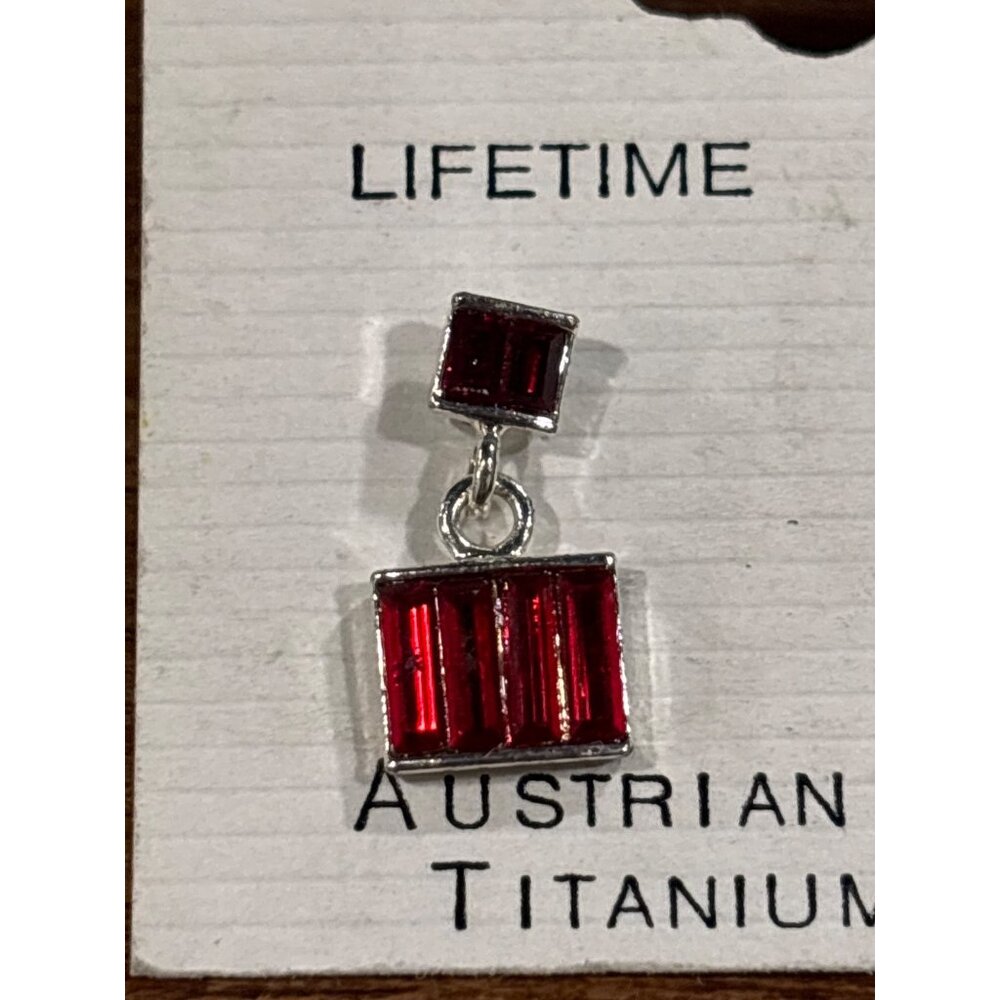 Charlestone Austrian Crystal Red Drop Earrings With Titanium Post - Picture 4 of 8